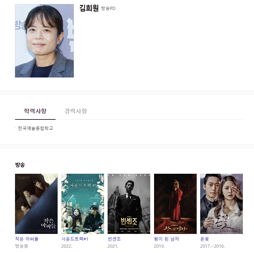 연출 김희원의 프로필 및 대표작품