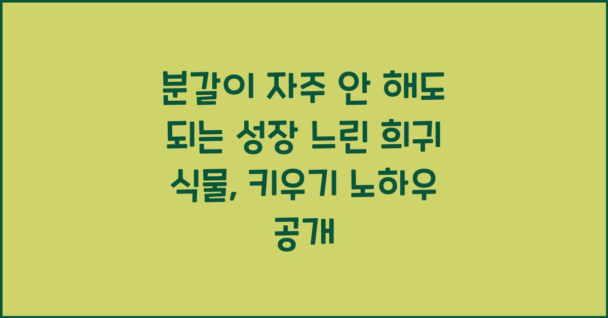 분갈이 자주 안 해도 되는 성장 느린 희귀 식물