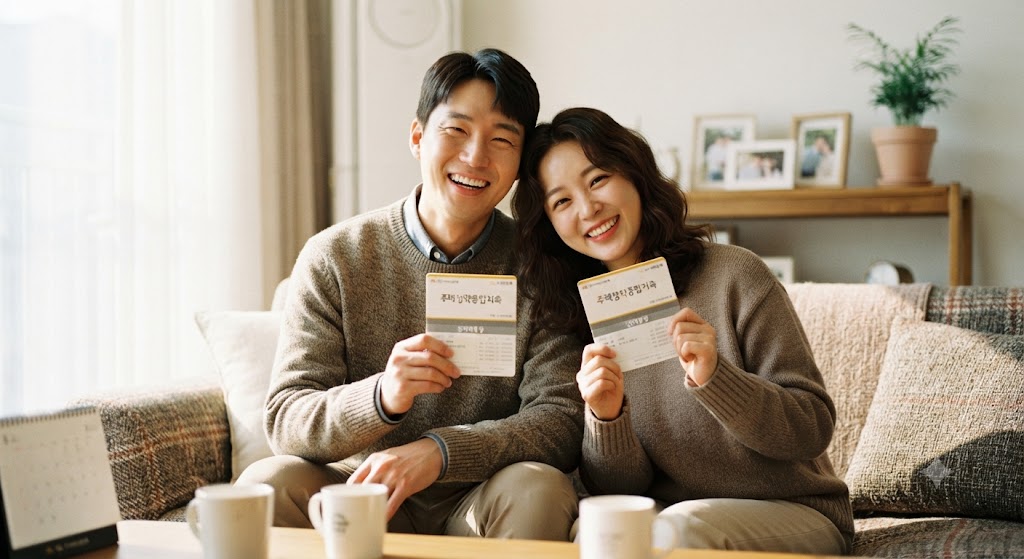 청약통장에 가입한 부부의 모습, 배우자도 소득공제가 가능