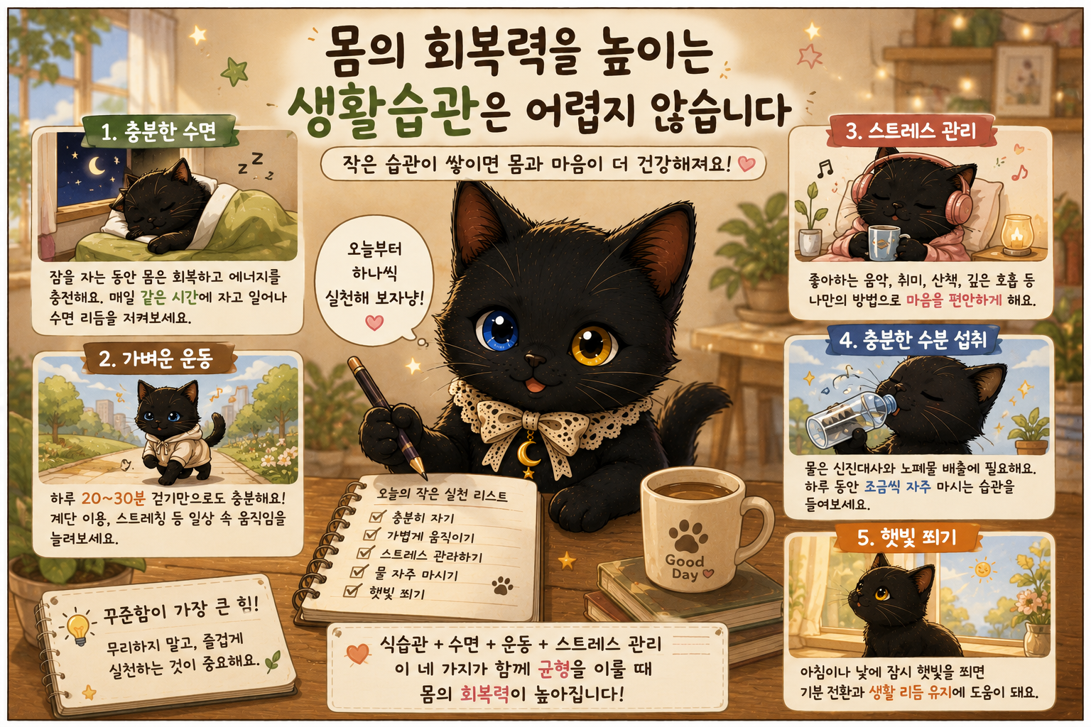몸의 회복력을 높이는 생활습관은 어렵지 않습니다