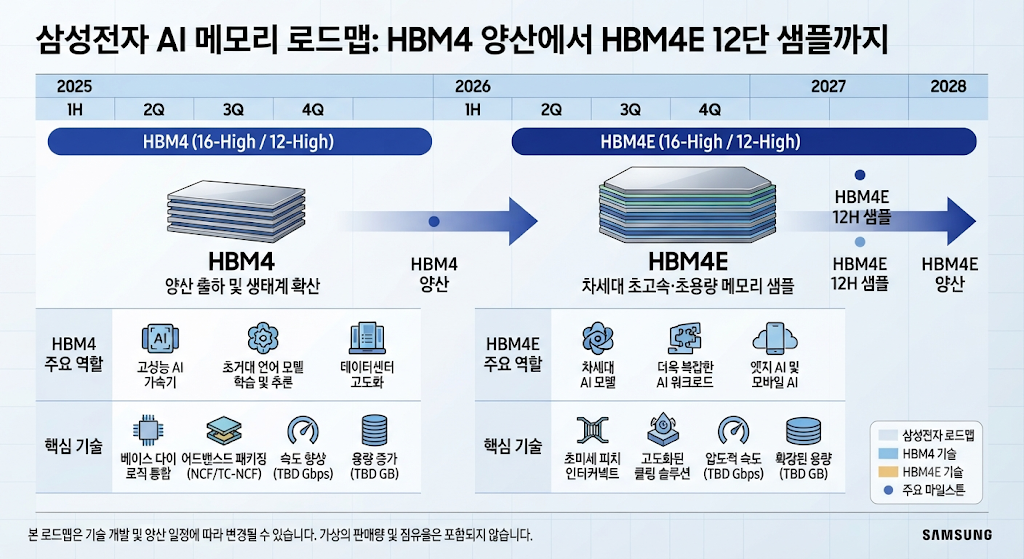 삼성전자 HBM4 HBM4E AI 메모리 로드맵