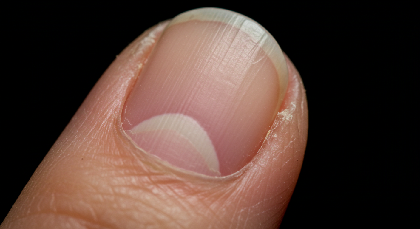 손톱의 반월상(하얀 부분)이 뚜렷하게 보이는 손가락 클로즈업