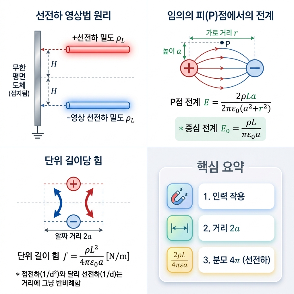 [전자기학] 제5장 전계의 특수해법 (무한 평면과 선전하의 영상법 완벽 해부)