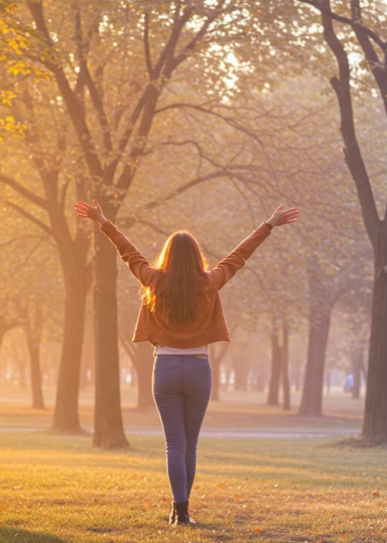 야외에서 비타민D를 충전하고 있는 여성