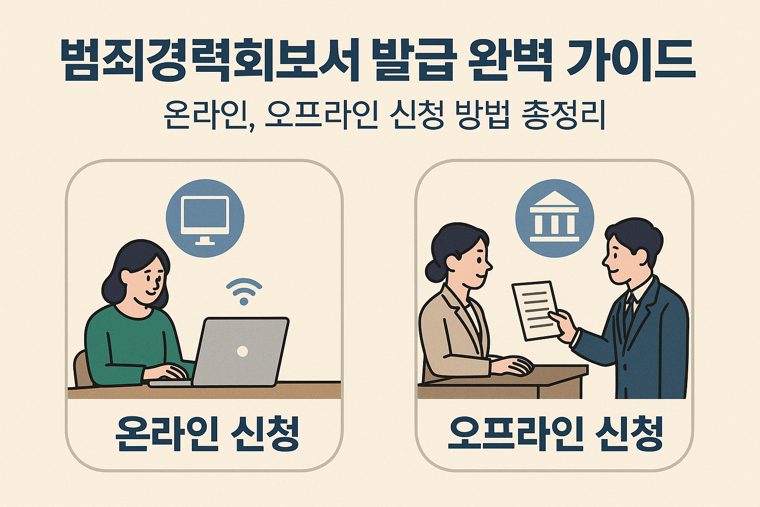 범죄경력회보서 발급 방법을 안내하는 한국어 블로그 썸네일 이미지