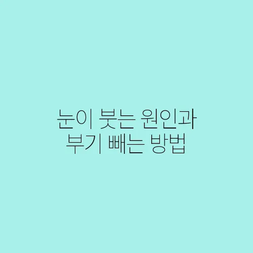 눈이 붓는 원인과 부기 빼는 방법