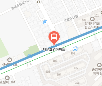 대우효령아파트에서 인천공항 리무진 공항버스(6016번) 지도 위치