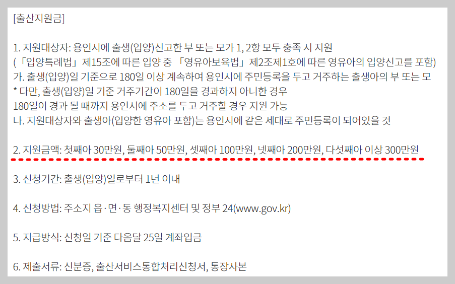 출산 지원금 장려금 2024