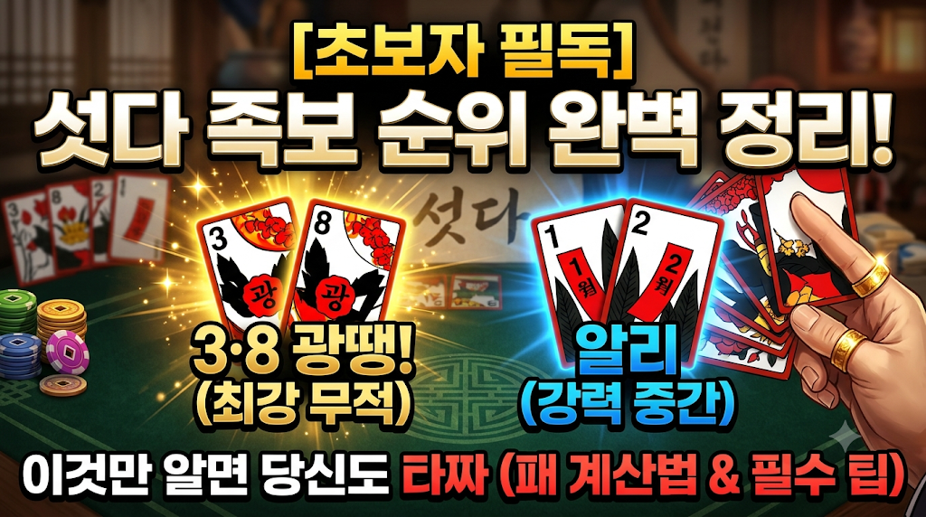 초보자 필독 섯다 족보 순위 완벽 정리