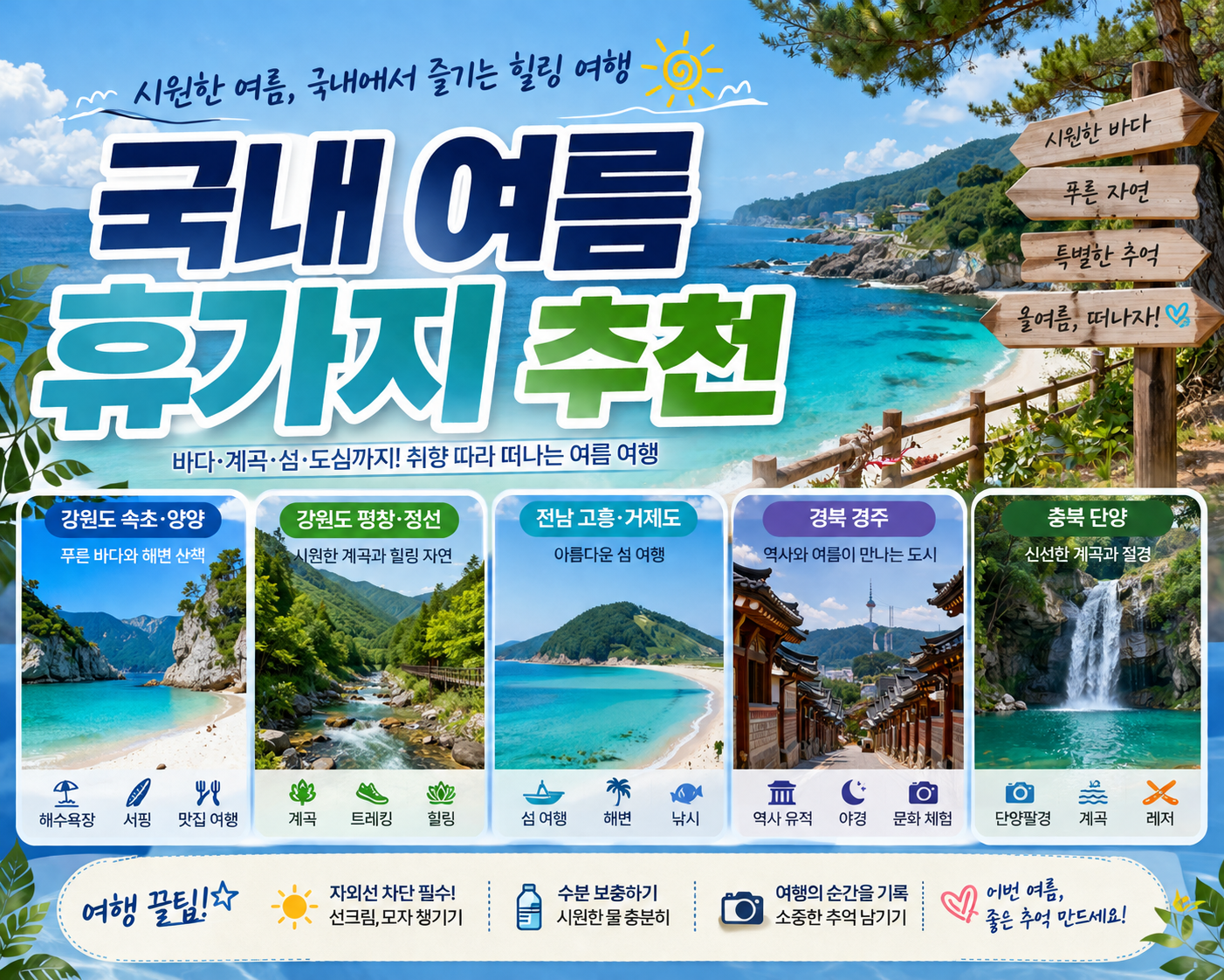 국내 여름 휴가지 추천! 시원하게 떠나기 좋은 여행지 BEST 10 (2026년 기준)