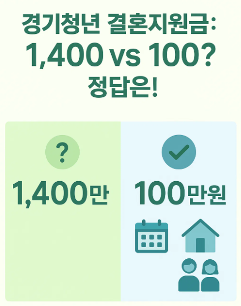 경기청년 결혼지원금 1,400만원 vs 100만원