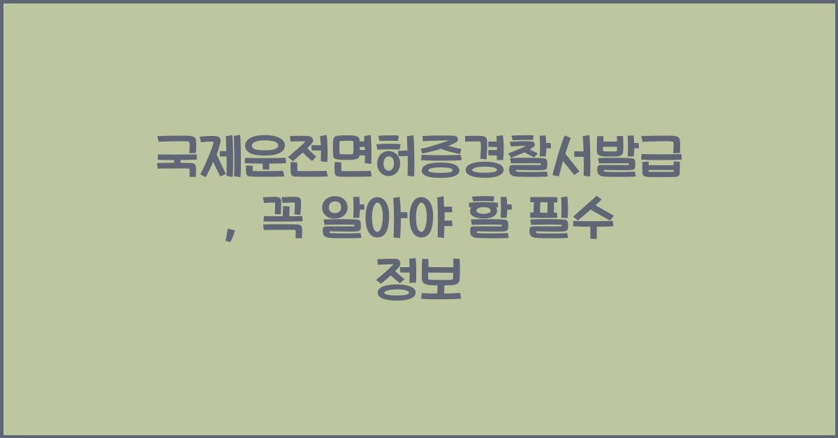 국제운전면허증경찰서발급