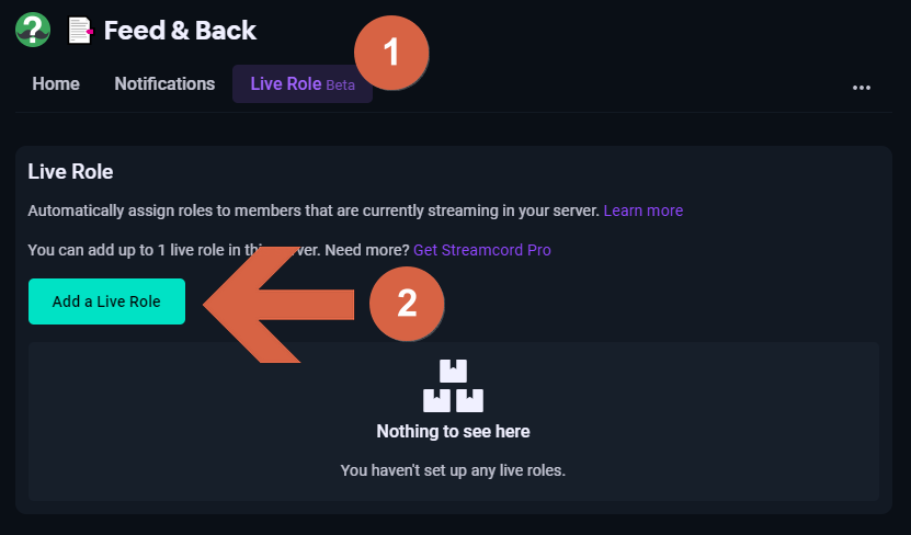 Streamcord 라이브 역할 추가