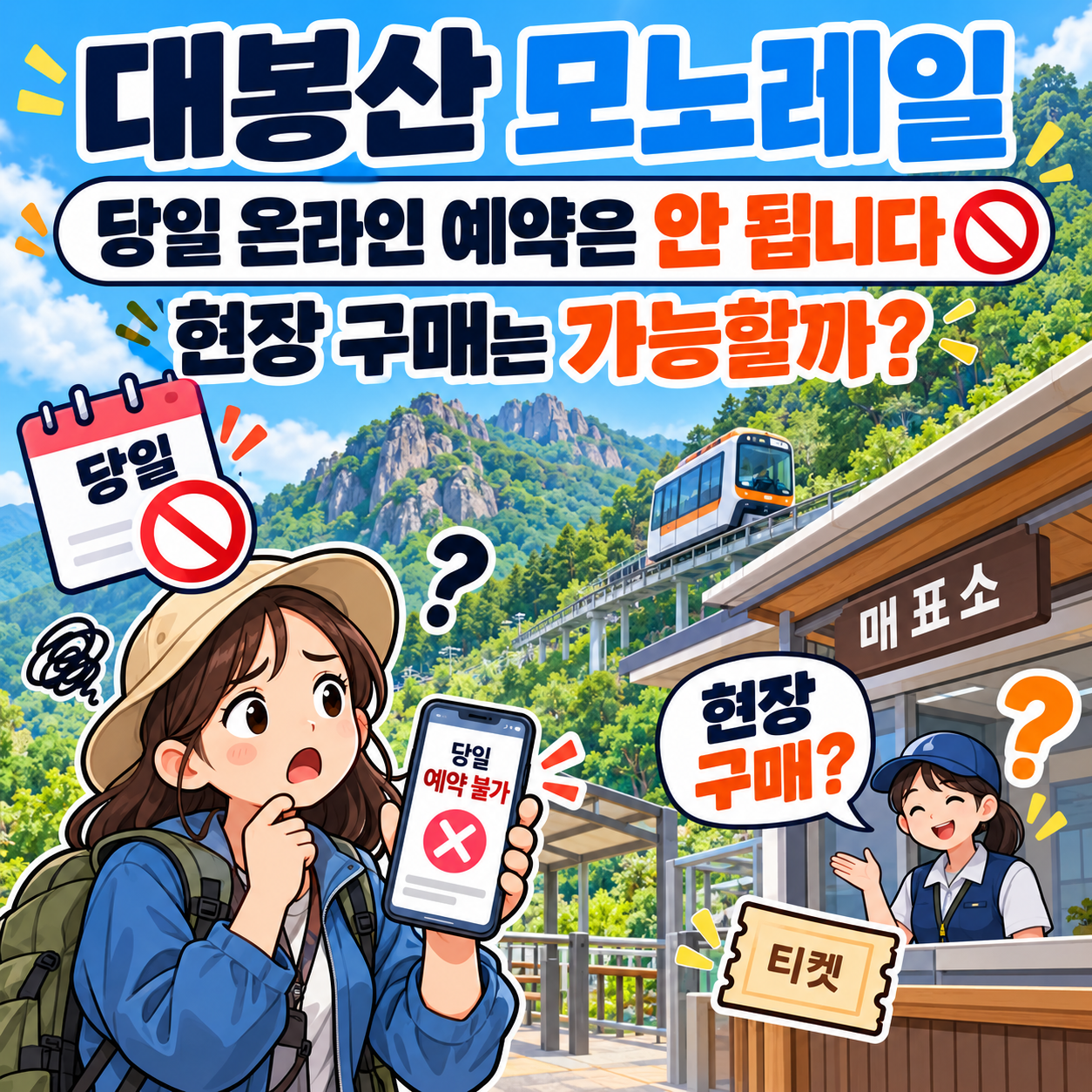 대봉산 모노레일 당일 온라인 예약은 안 됩니다&hellip;현장 구매는 가능할까?