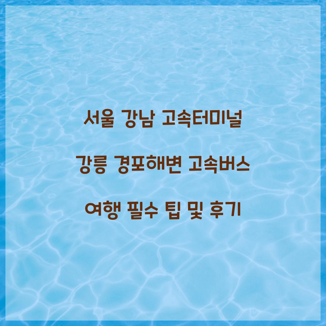 서울 강남 고속터미널 강릉 경포해변