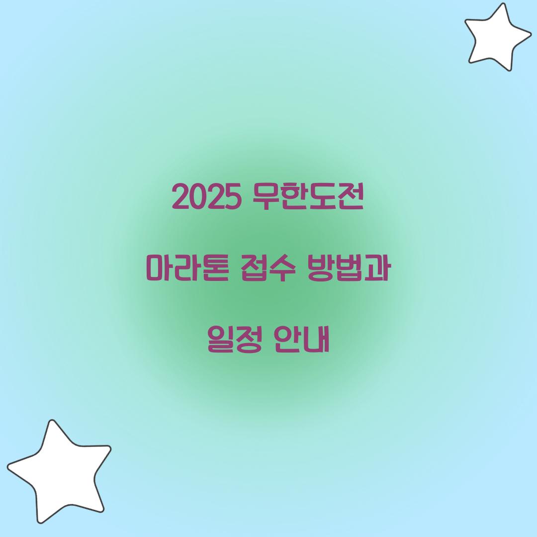 2025 무한도전 마라톤 접수