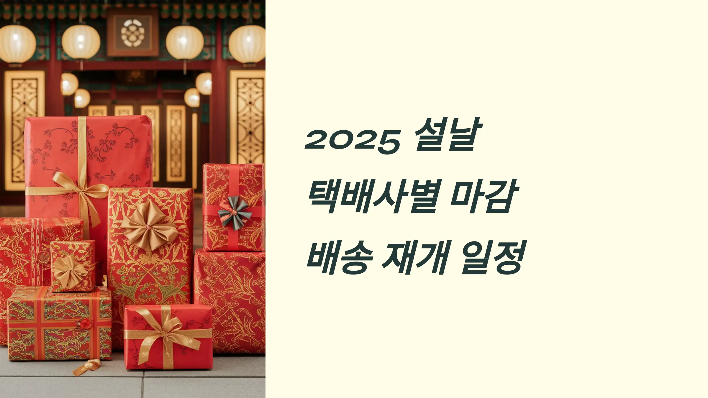 2025 설날 택배사별 마감, 배송 재개 일정, CJ대한통운, 롯데택배, 한진택배, 우체국택배, 로젠택배