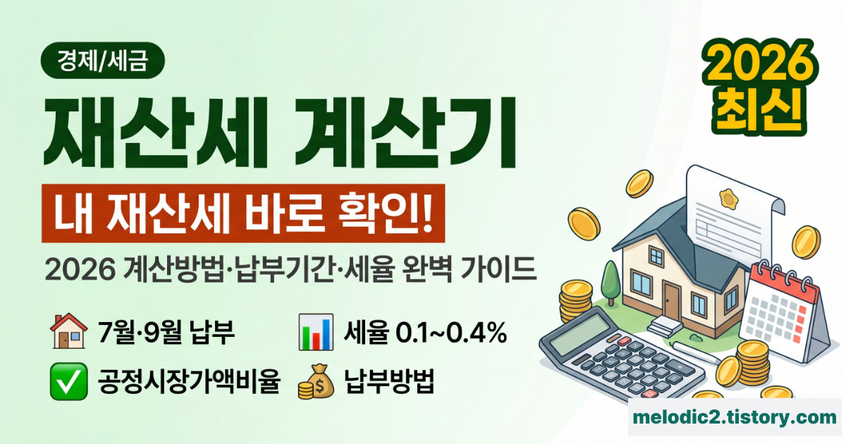 2026 재산세 계산기 계산방법 납부기간 세율 총정리