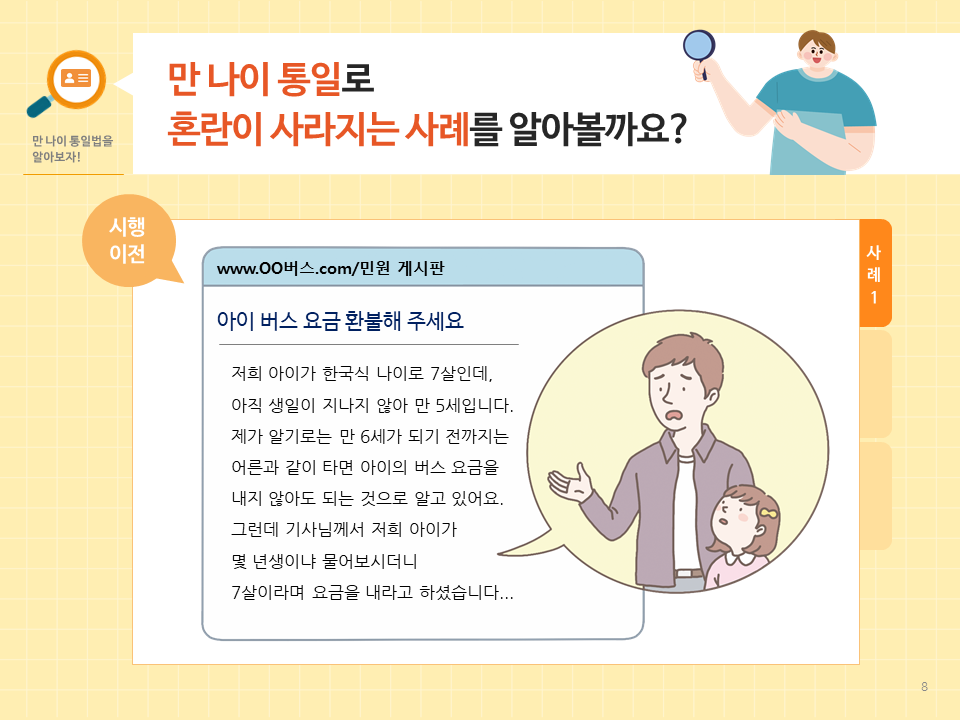 만나이통일법 시행 전 후 사례 버스요금환불