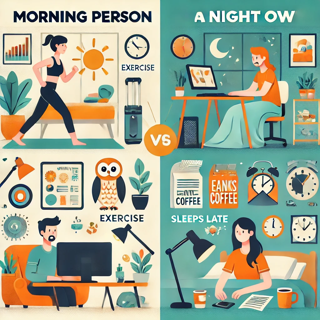 아침형 인간과 저녁형 인간 - 그림