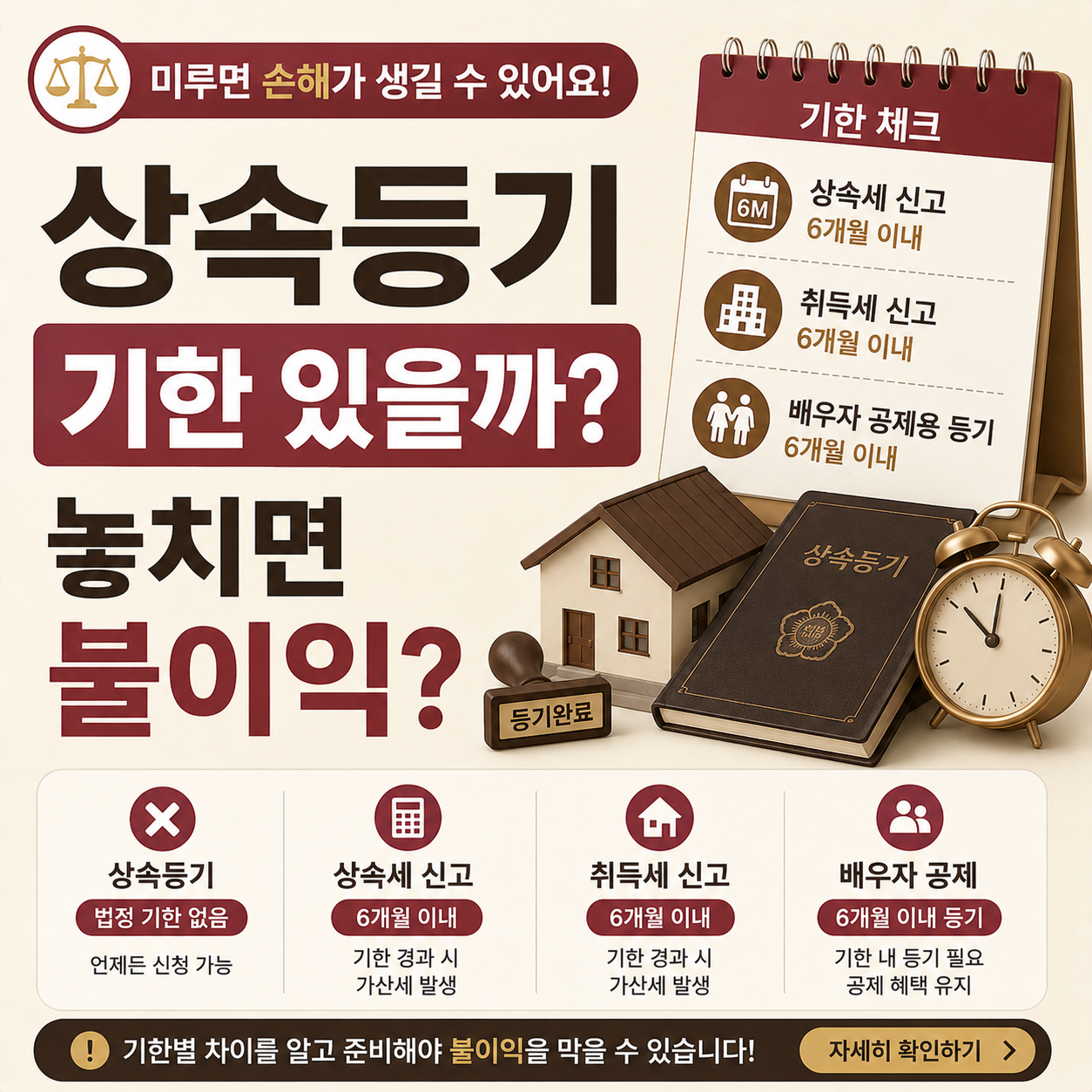 상속등기 기한과 상속세 신고기한을 비교하는 이미지