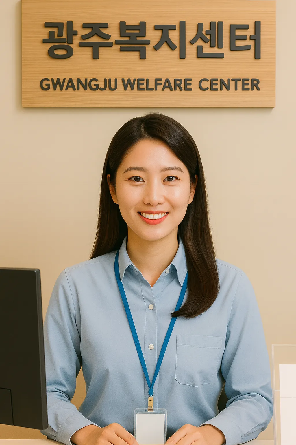 광주복지센터에서 시민을 안내하는 모습