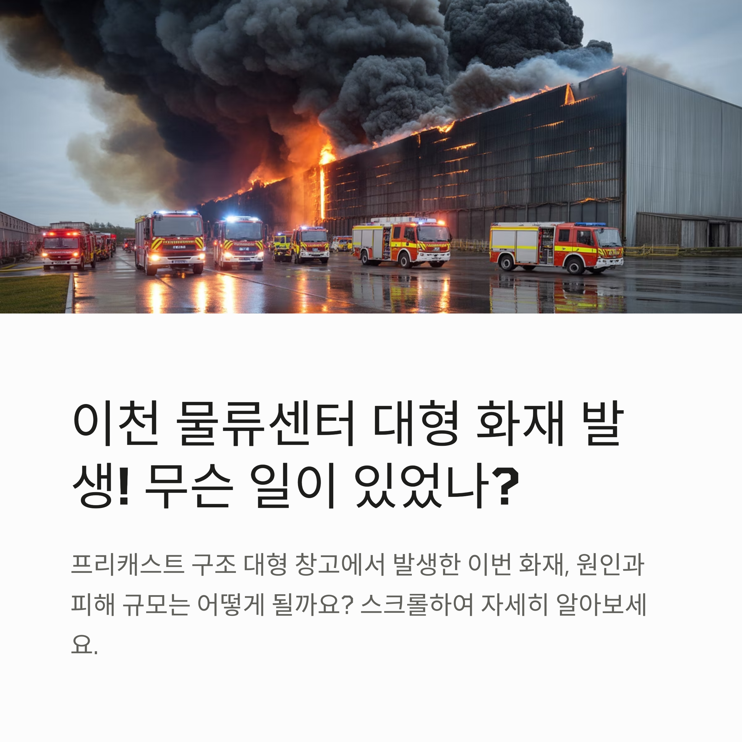 경기도 이천 물류센터 대형 화재 발생…대응 2단계 발령