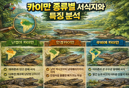 카이만 종류별 서식지와 특징 분석