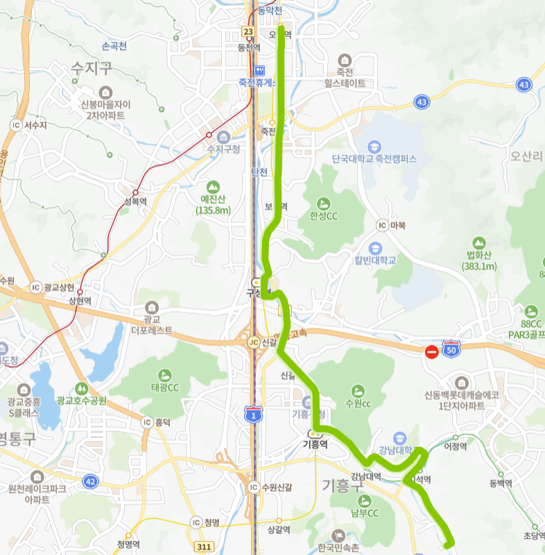 성남-용인-80번-버스-노선-지도