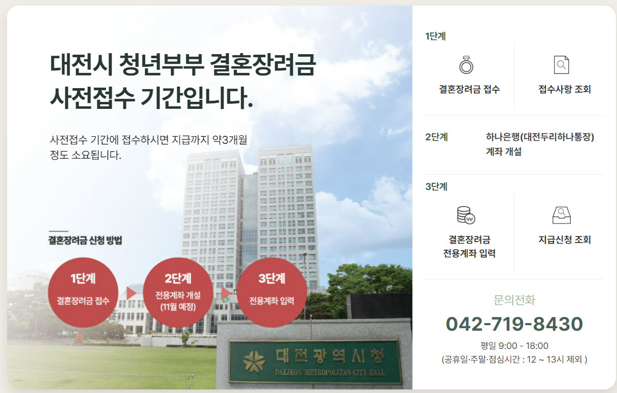 대전 결혼장려금 신청방법, 신청조건, 유의사항 알아보기