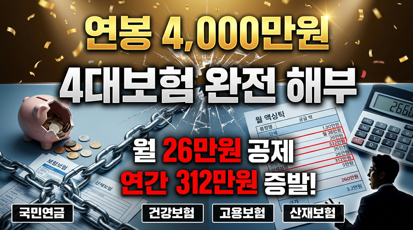 2025년 기준 4대보험료 계산 방법과 비과세 수당(식대, 자가운전보조금) 활용을 통한 보험료 절감 효과를 비교 분석한 월급연구원의 급여명세서 해부 차트
