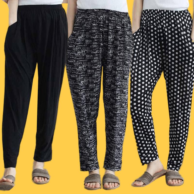 여름바지 여자 냉장고바지 아이스 조거팬츠 쿨 엄마 할머니 밴딩 빅사이즈 꽃 몸빼바지 9부