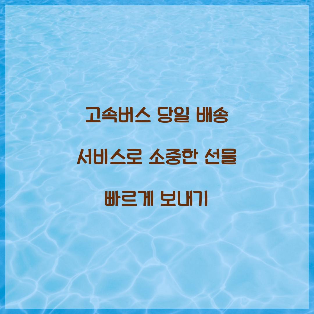 고속버스 당일 배송 서비스