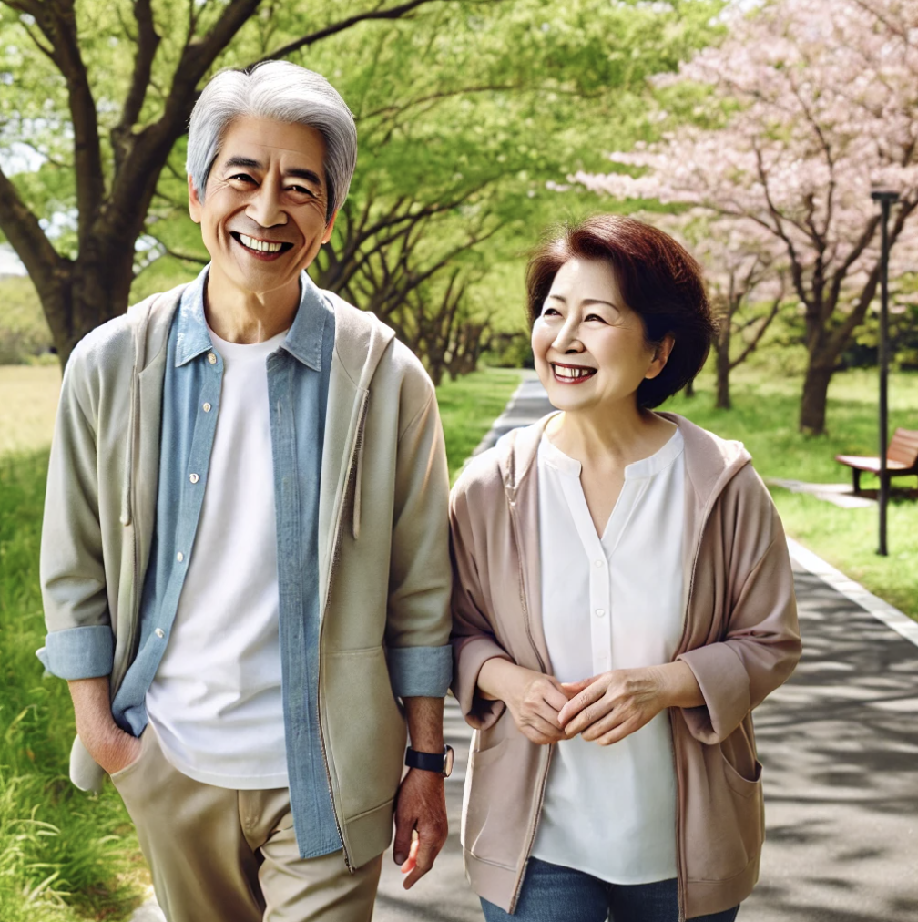 새 틀니를 하고 산책을 즐기는 모습.