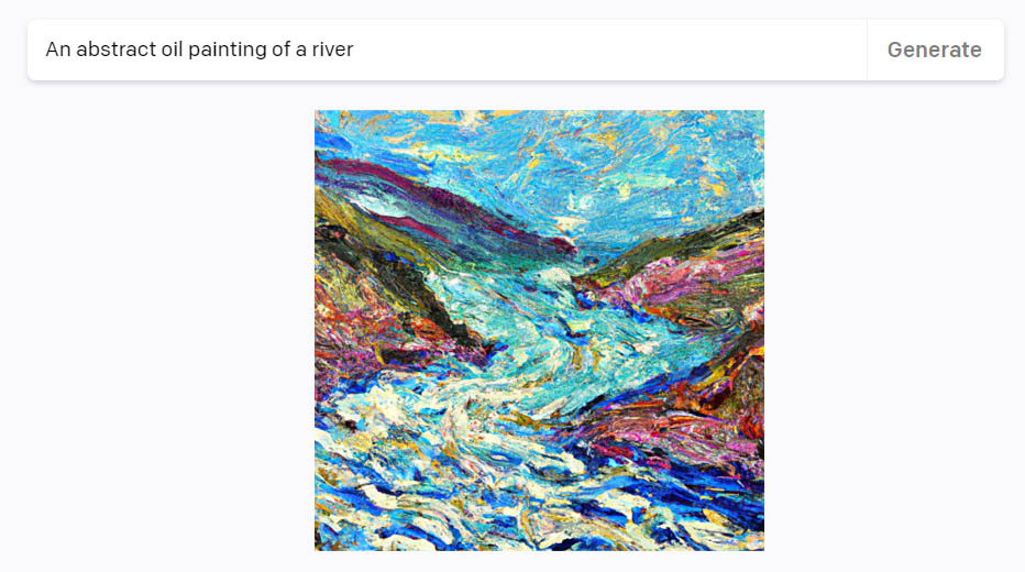 강을 그린 추상 유화