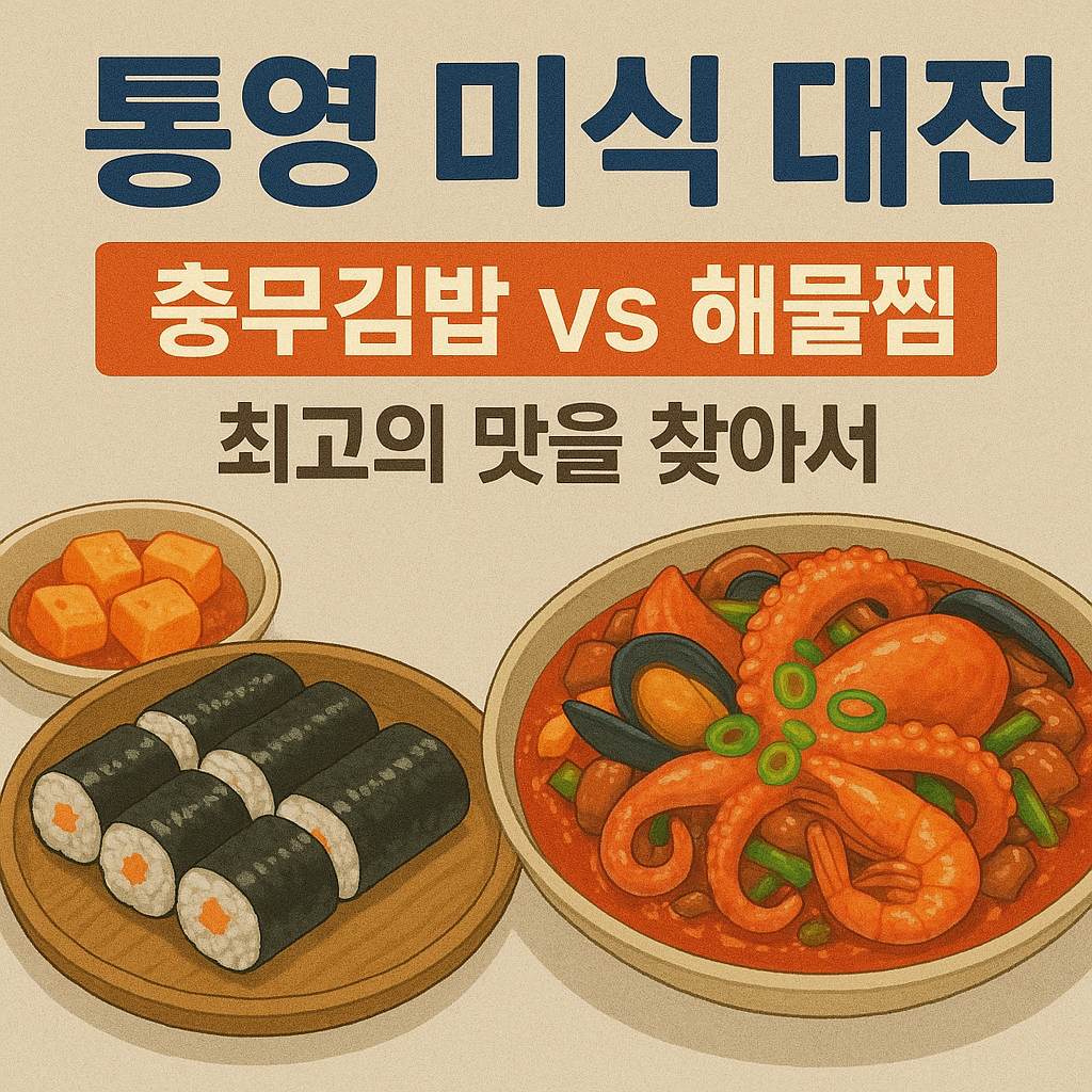 통영 미식 대전: 충무김밥 vs 해물찜, 최고의 맛을 찾아서