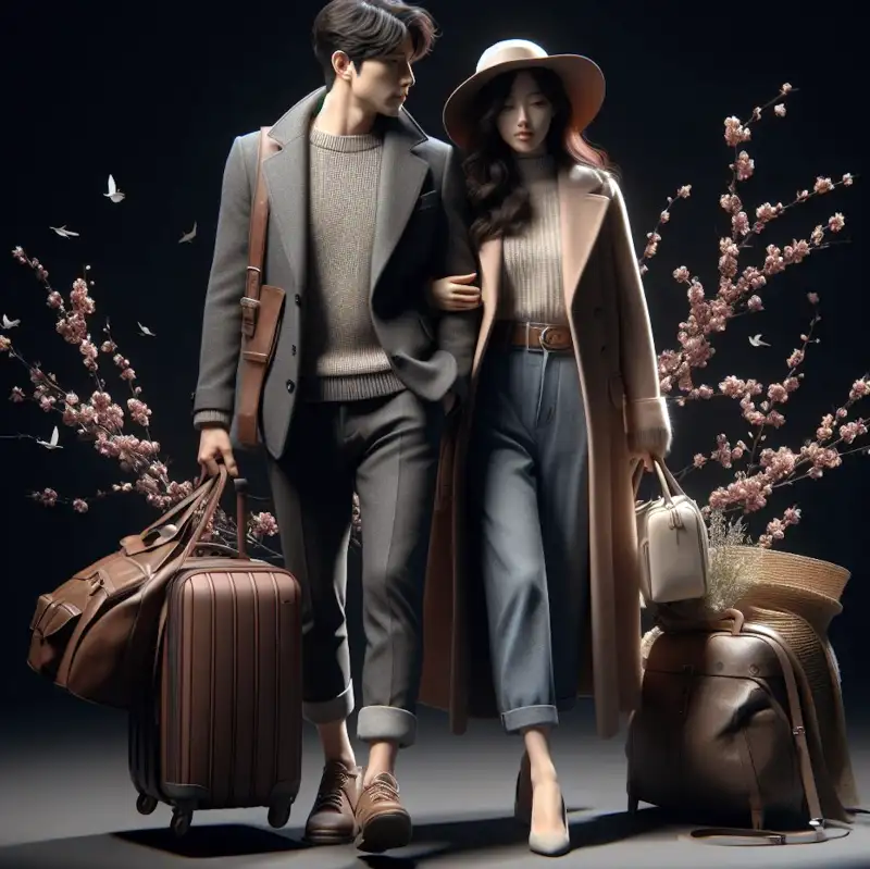 4월에-꽃나들이-해외여행하는-커플의-이미지