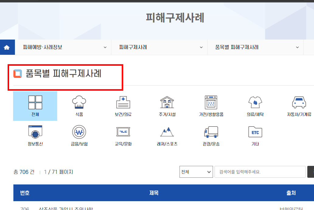 한국소비자원 홈페이지 이용방법