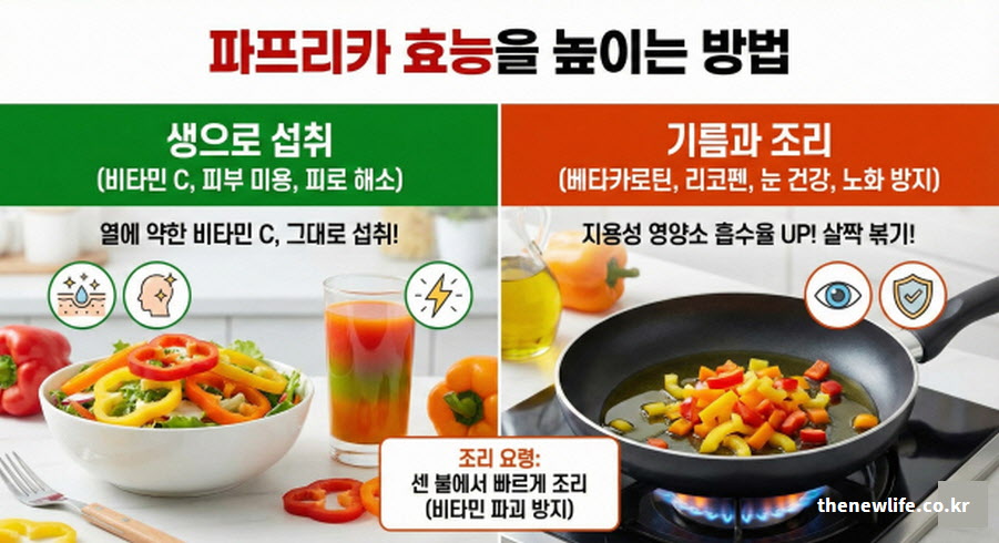 파프리카 효능 높이기 위한 생 섭취와 기름 조리법 비교 및 영양소 흡수율 차이