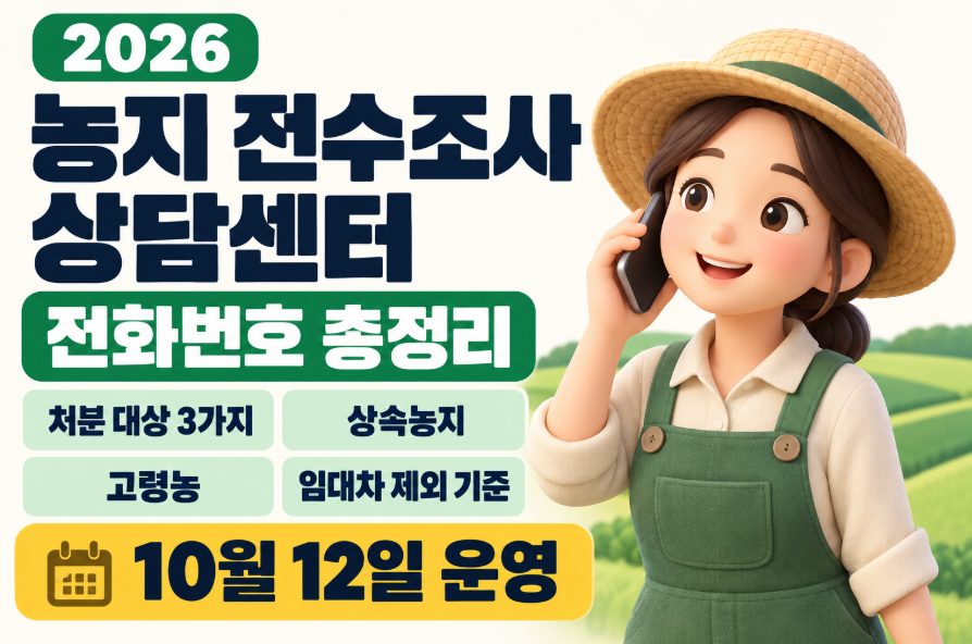 농지 전수조사 상담센터 전화번호 총정리｜10월 12일 운영&middot;농지 처분 대상 3가지&middot;상속농지&middot;고령농&middot;임대차 제외 기준