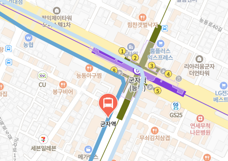 군자역에서 인천공항 리무진 공항버스(6013번) 지도 위치