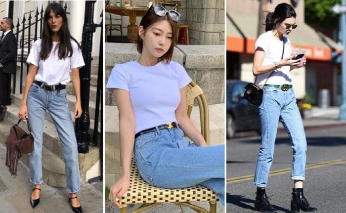 청바지에-흰티셔츠에-벨트코디하기