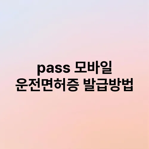 pass 모바일 운전면허증 발급방법