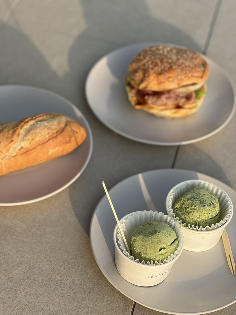 여수 이순신수제버거 여수당 바게트 녹차모찌