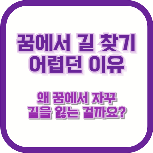 [꿈에서 길 찾기 어렵던 이유] "왜 꿈에서 자꾸 길을 잃는 걸까요?"