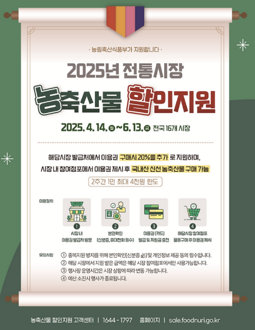 전통시장 농축산물 20% 할인 이용권 사용 가이드