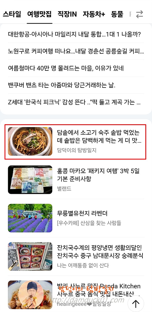 2025년 5월 20일 다음 모바일 여행맛집 채널
