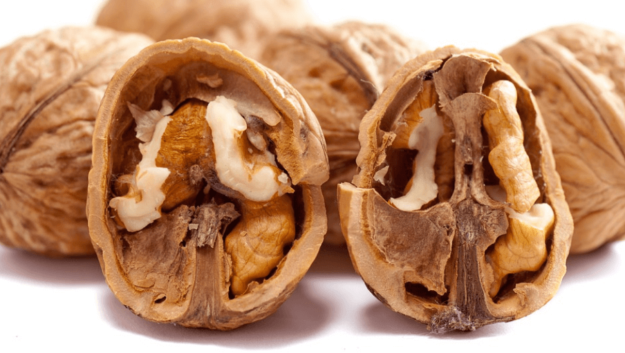 호두를 깔끔하게 반으로 자른 모습