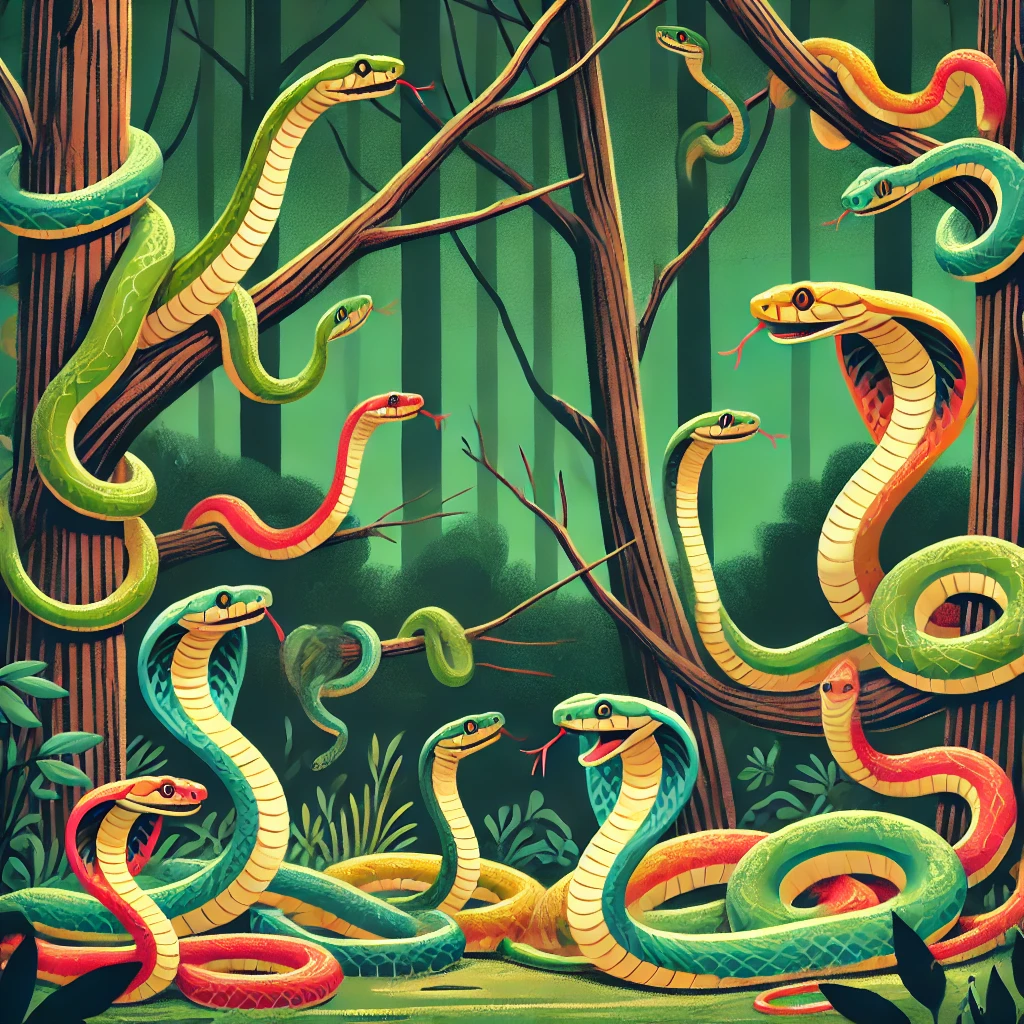 뱀 여러마리 많이