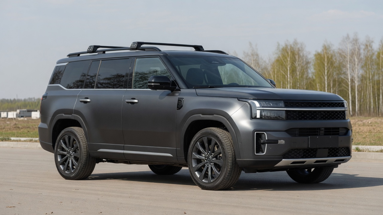 루프랙이 있는 대형 SUV 외관